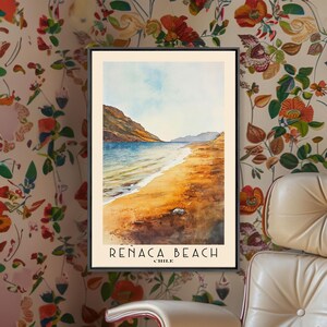 Renaca beach, Chile Watercolor Print, Vacation Gift, Chile Wall Art, Vacation Wall Art, Vacatation, Beach Decor, Beach Or Lakehouse Art