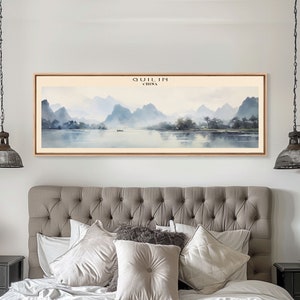 Guilin China Travel Poster Print, Framed Canvas Print, China Panoramic Travel Art, Framed Art, Wall Hanging, Home Decor