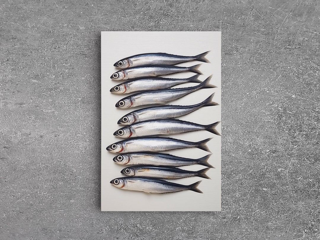 Sardines Art Print Framed Canvas Art Oil Painting Still Life Print