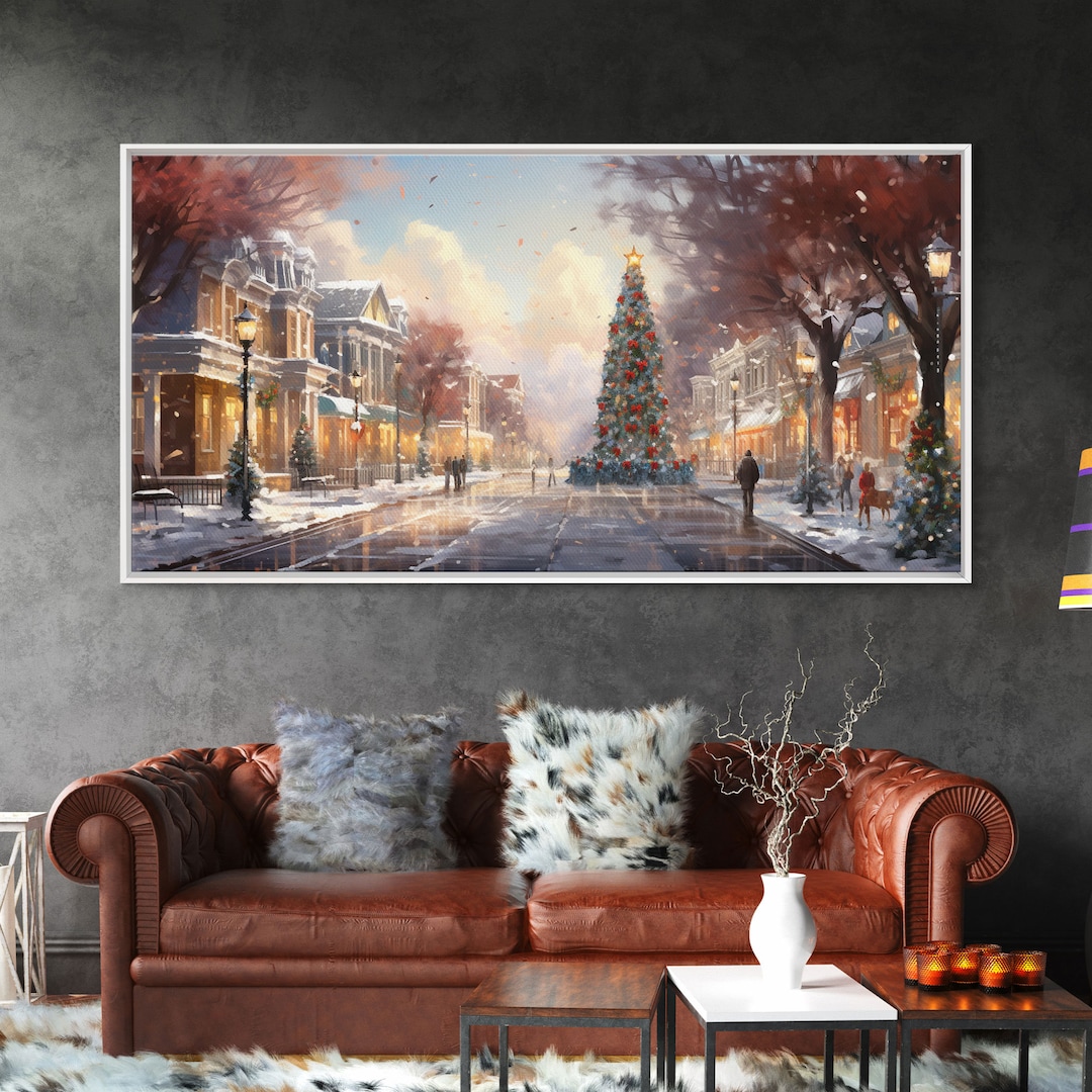 Vintage Christmas Winter Wonderland Canvas Print Framed Wall Art