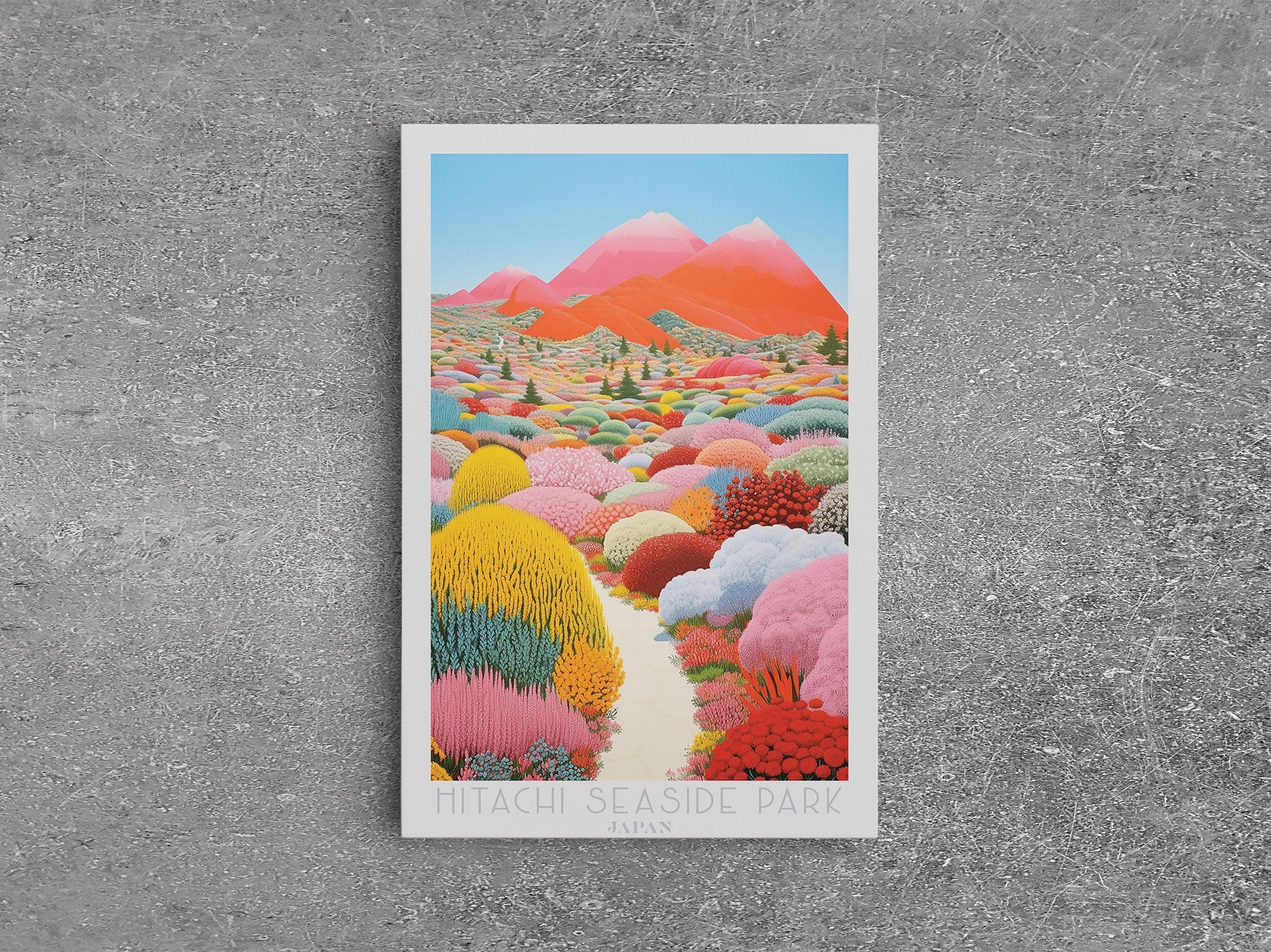Hitachi Seaside Park Japan Art | Framed Canvas Print Travel Poster