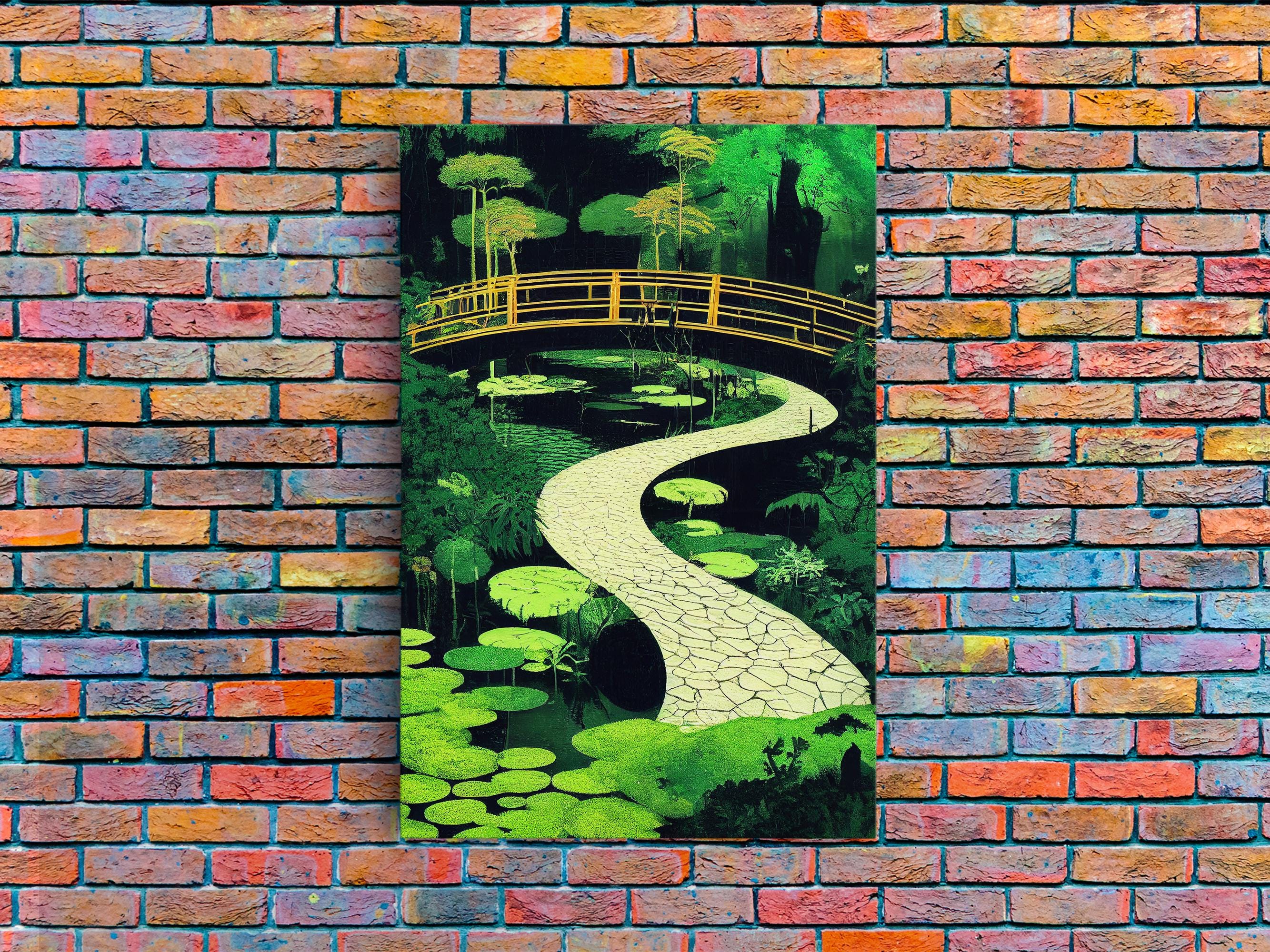 アート　PRETTY GREEN Prints 「Pocket Full」 Emerald Green Japanese Zen Garden Art, Framed Canvas Print