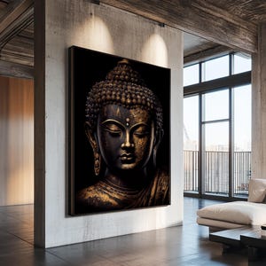 Gold and Black Buddha, Framed Canvas Print, Zen Center Yoga Art - Etsy