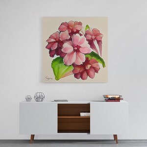 Bergenia Flower, Watercolor Flower Art, Floral Art, Gifts for Her, framed canvas print, wall art image 3