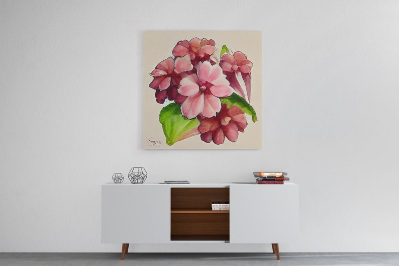 Bergenia Flower, Watercolor Flower Art, Floral Art, Gifts for Her, framed canvas print, wall art image 3