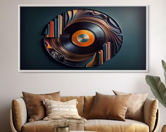 Vinyl record wall art, music decor, vintage vinyl abstract canvas print, music gifts, large canvas, abstract music wall art, Cool Art
