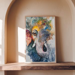 Ganesh Wall Art, Ganesha Painting Print, Framed Canvas Print, Painting of Ganesha, Ganesh Art