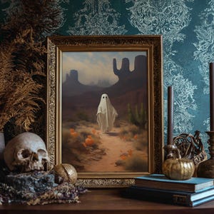 Wild West Cowboy Ghost, Western Halloween Decor, Framed Canvas Print, Halloween Canvas Art, Cowboy Halloween, Southwestern Art image 18