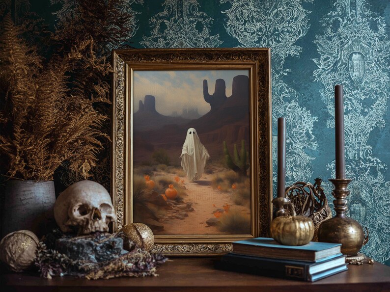 Wild West Cowboy Ghost, Western Halloween Decor, Framed Canvas Print, Halloween Canvas Art, Cowboy Halloween, Southwestern Art image 18