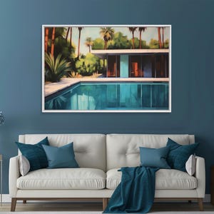 The Pool House, Mid Century Modern Decor, Framed Wall Art, Architectural Print, Retro Art, Swimming Pool Art, Framed Painting image 15
