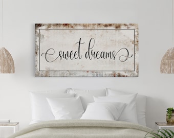 Sweet Dreams, Master bedroom sign for over bed, master bedroom wall decor, wall art for bedroom wall, sweet dreams canvas print, guest room