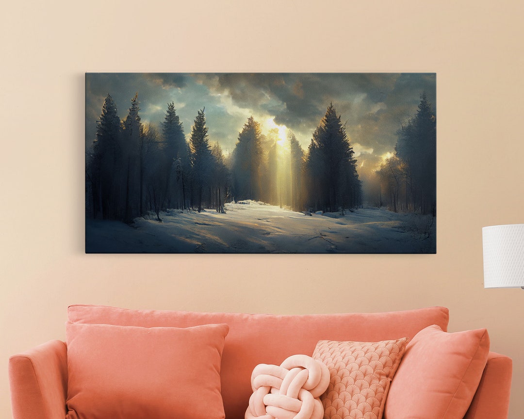 Snowy Forest Canvas Print Scenic Nature Landscape Winter Etsy