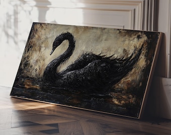 Black Swan Giclee Canvas Print: Dark Academia Goth Wall Art