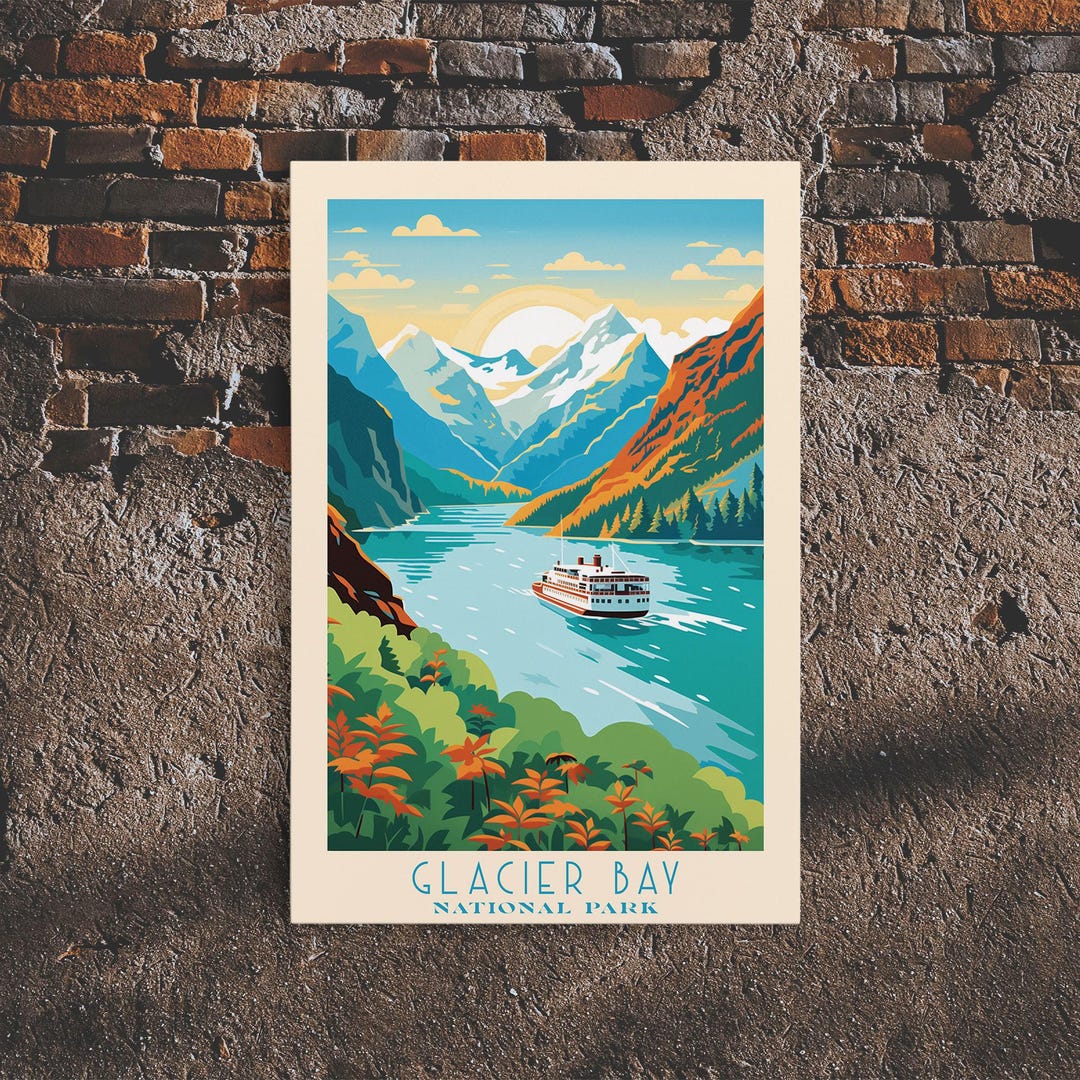 Glacier Bay National Park Travel Poster Art, Canvas Print Wall Art ...