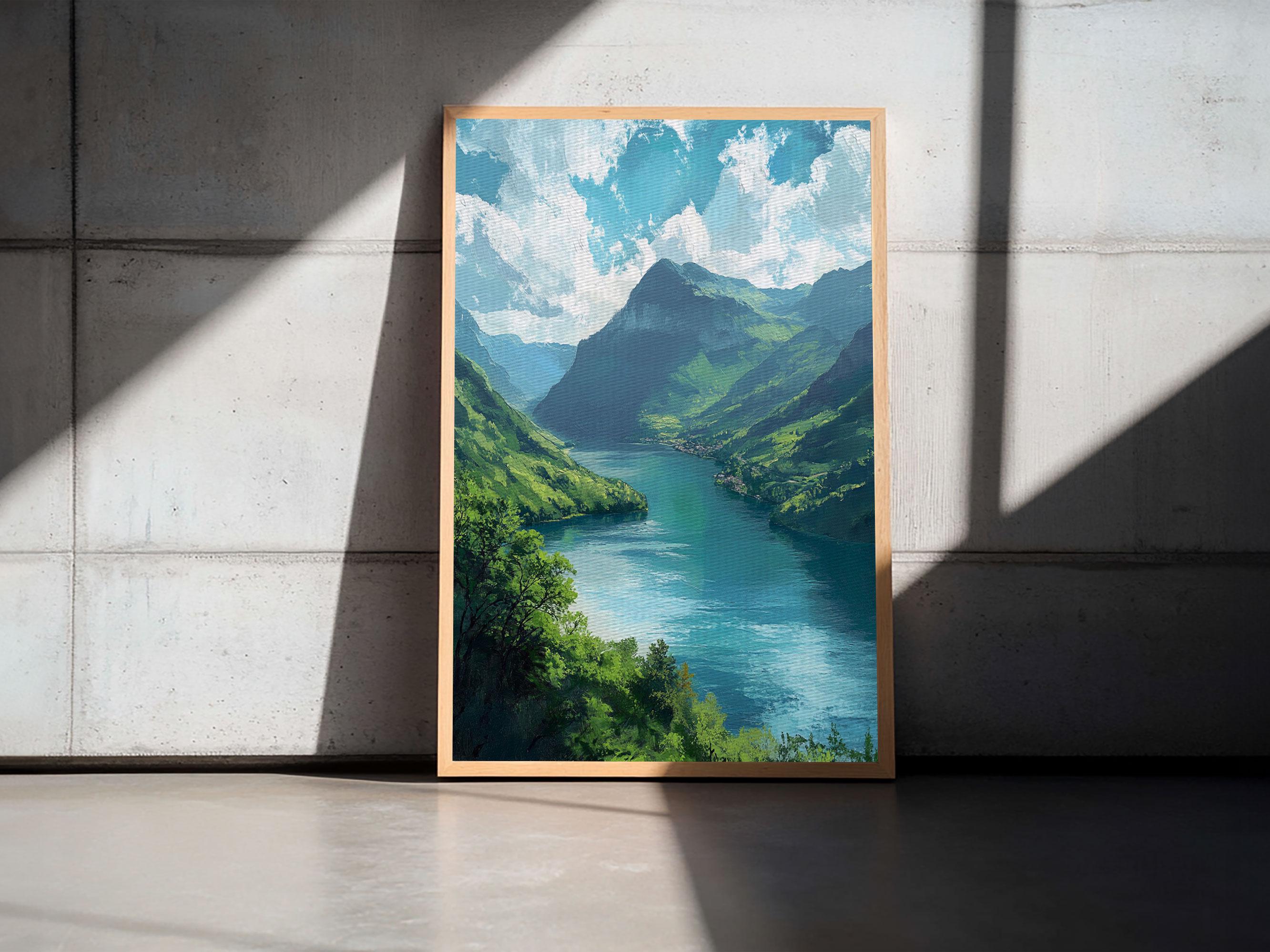 Spring in the Valley Framed Canvas Print, Watercolor