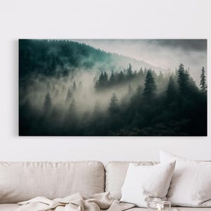 Foggy Forest wall art, relaxing art, zen art, framed canvas print, foggy landscape, trendy decor image 18