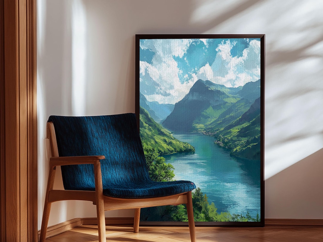 絵画 Spring in the Valley Spring in the Valley Framed Canvas Print, Watercolor