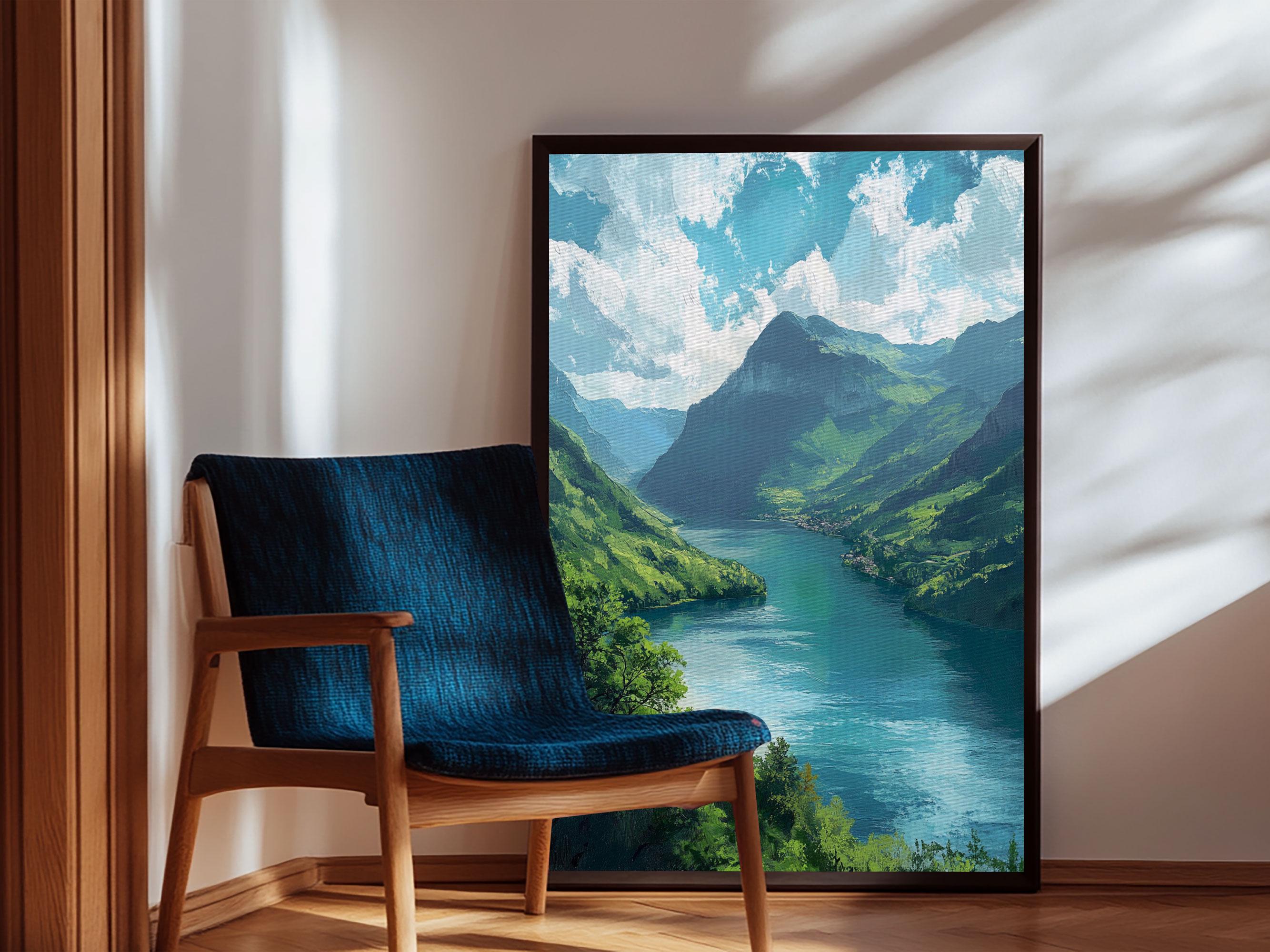 Spring in the Valley Framed Canvas Print, Watercolor
