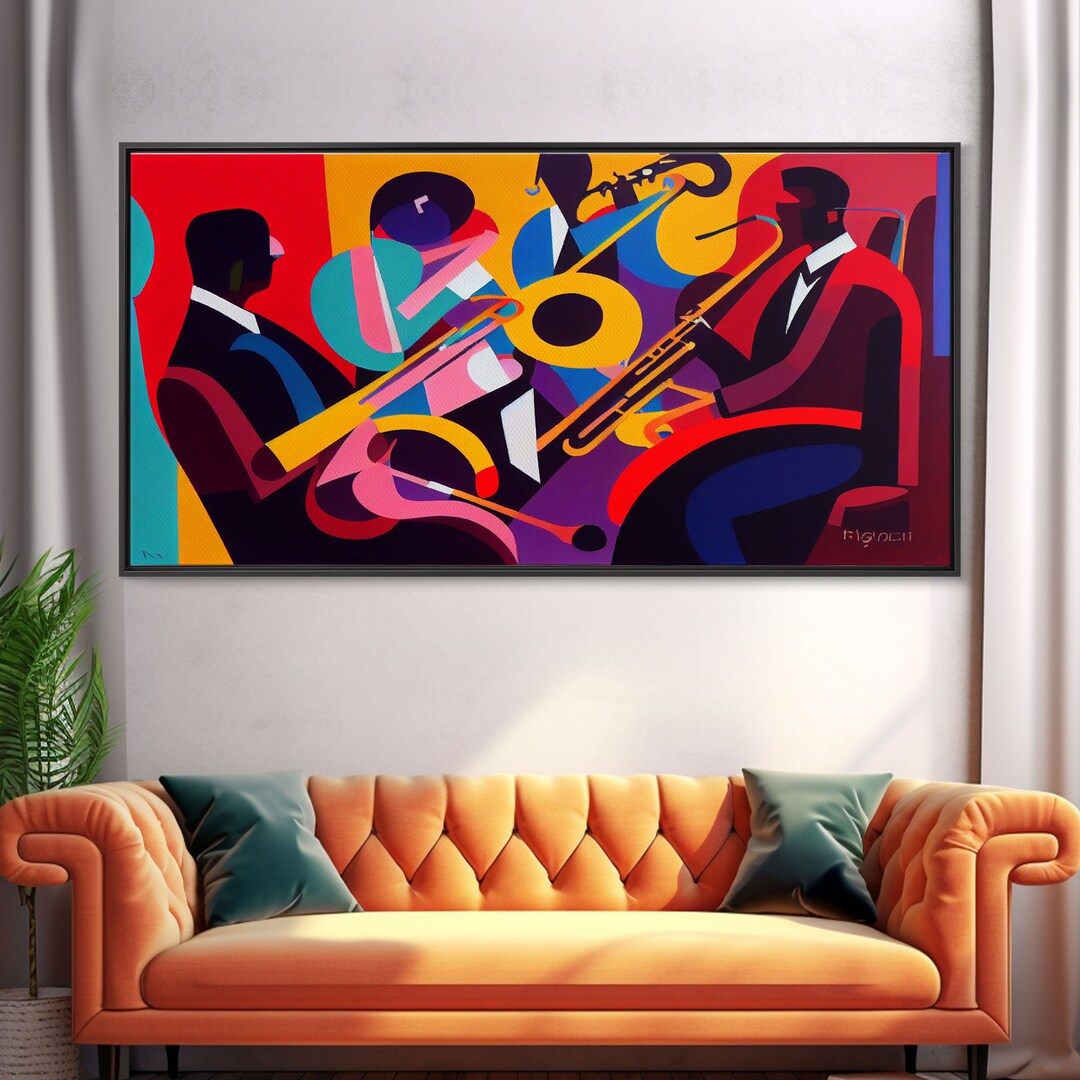 Music Wall Art Jazz Oil Painting Print Framed Canvas Print Music 
