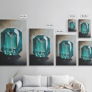 Watercolor Painting Print of an Emerald, Genstones Painting, Gemstone Painting, Emerald Wall Art, Emerald Green Home Decor, Kitsch Art immagine 8