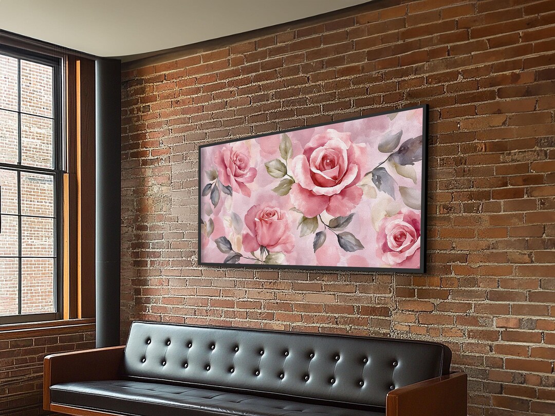 Pink Rose Floral Canvas Print Cottagecore Wall Art Rustic Decor Light ...
