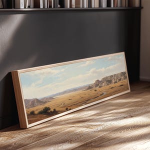 Panoramic Watercolor of Badlands National Park, North Dakota Wall Art, Landscape Painting Travel Art image 15