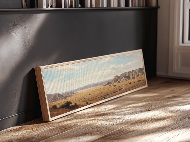 Panoramic Watercolor of Badlands National Park, North Dakota Wall Art, Landscape Painting Travel Art image 15