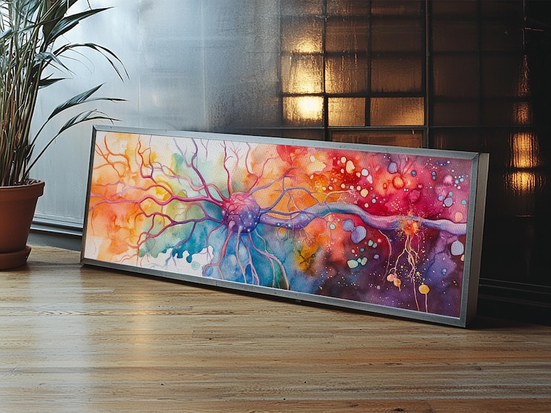 Neurons Framed Canvas Print: Abstract Science Brain Art image 15