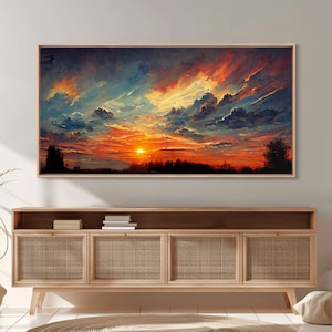 Mountain Sunset Oil Painting On Canvas, Canvas Print, Ready to hang gallery wrapped nature canvas print