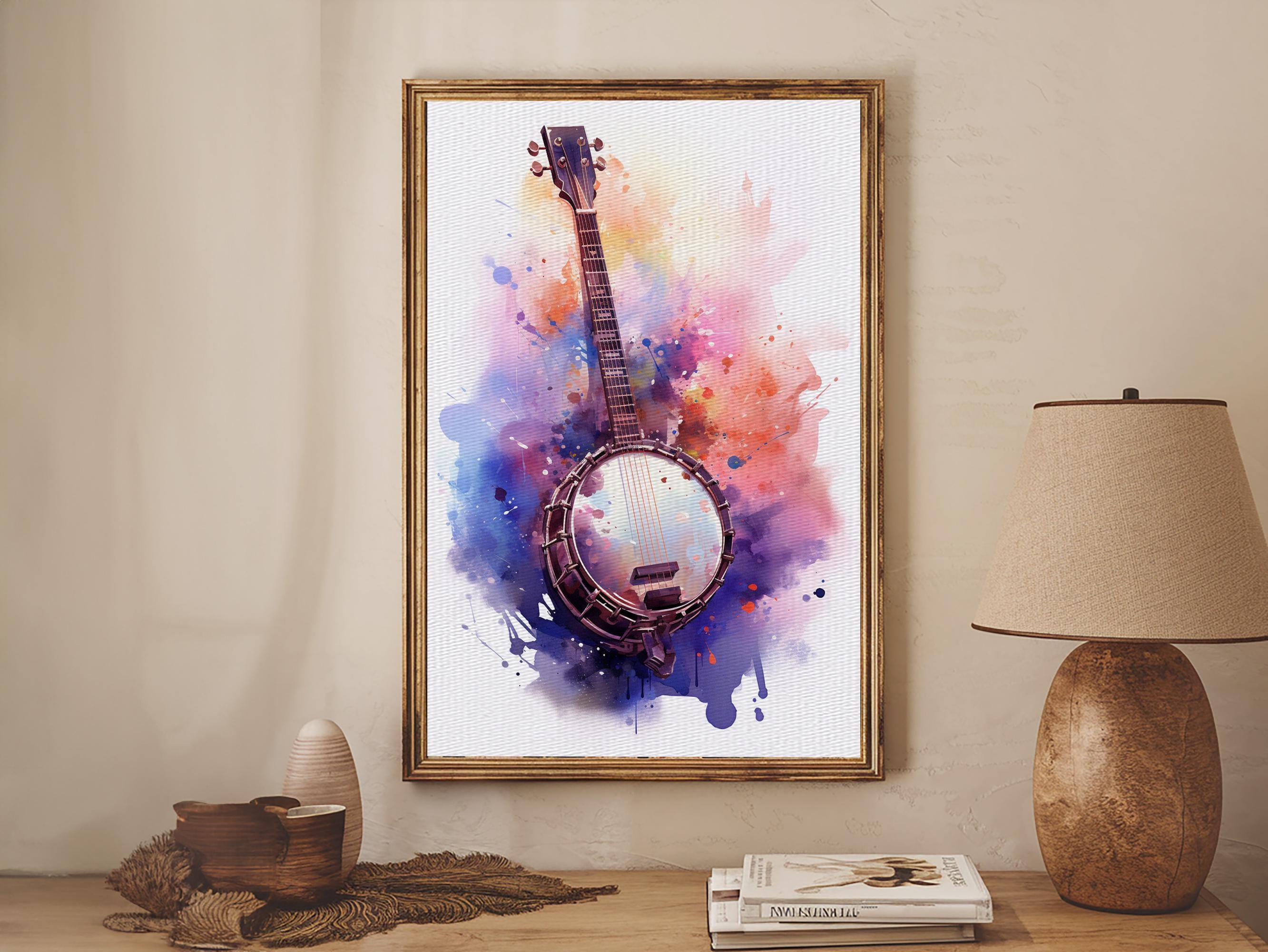 Banjo Gift, Banjo Wall Art Canvas Print, Country Music Art, Guitar