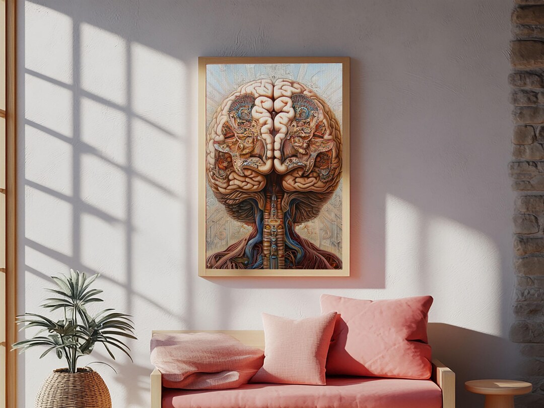 Intricate Human Brain Anatomy Framed Canvas Print Science Art Therapy ...
