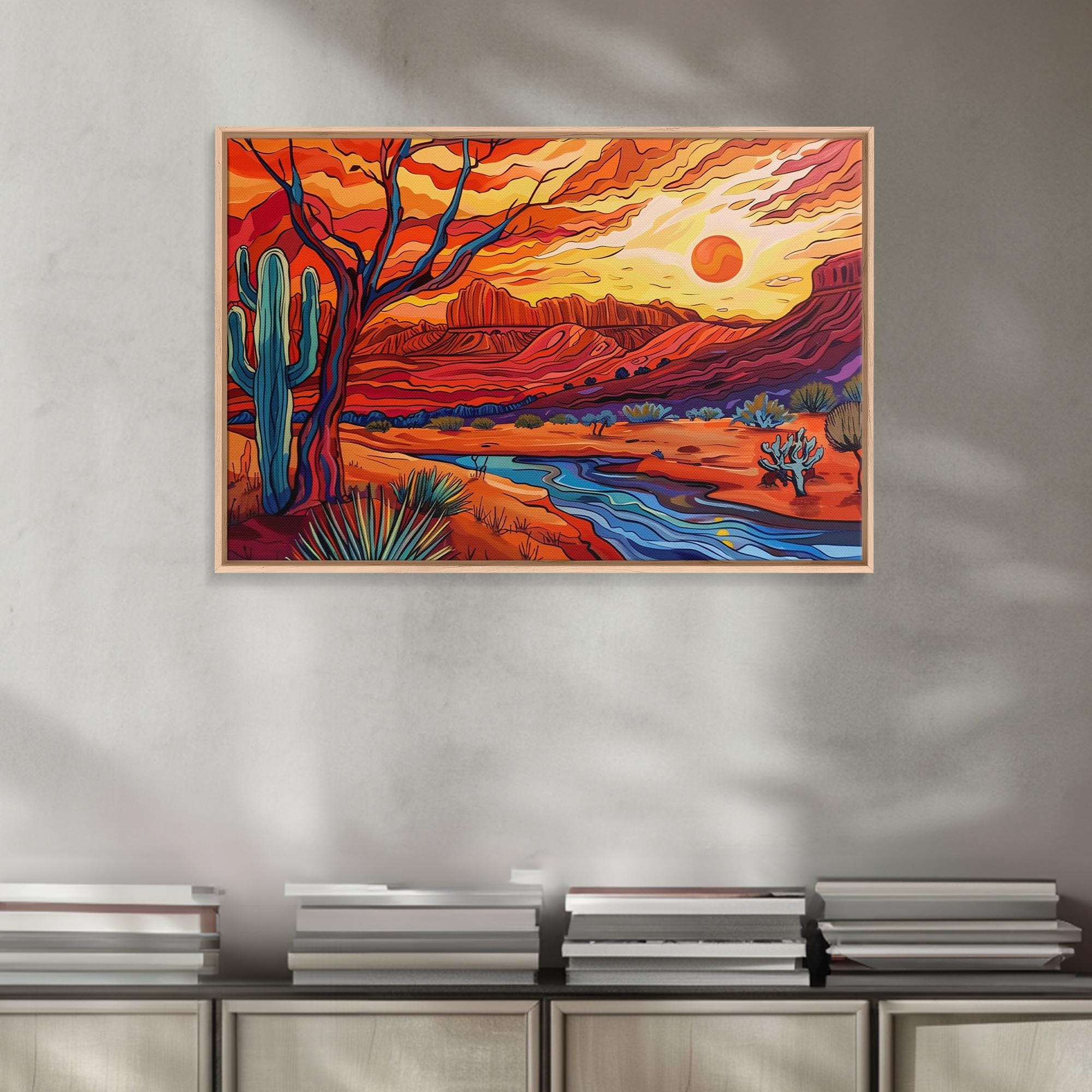 Midcentury Modern Pop Art Desert Landscape Painting Canvas Print