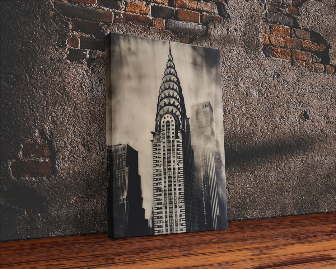 Chrysler Building Painting Framed Canvas Print NYC Art Art Etsy