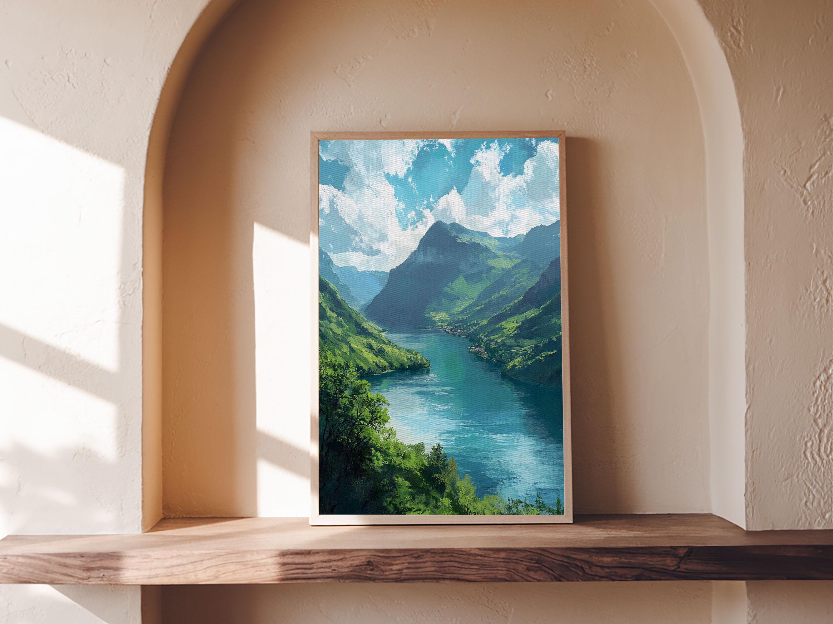 絵画 Spring in the Valley Spring in the Valley Framed Canvas Print, Watercolor