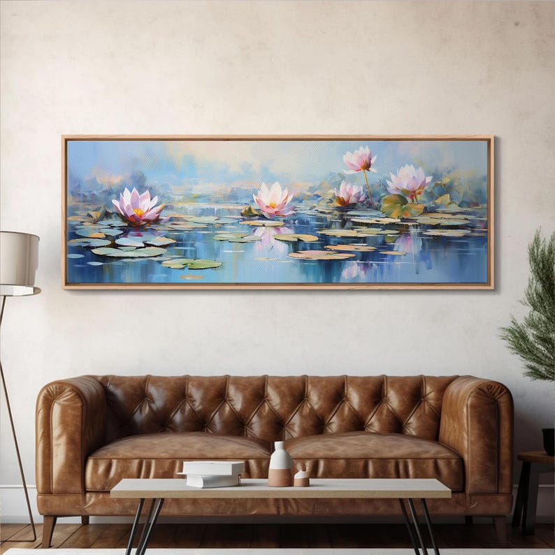 Water Lily Framed Canvas Print, Water Lily, Lily Pad Print, Lily Print, Wall Art, Wall Decor, Spa art, Tranquil Art, Water Lily Art image 3
