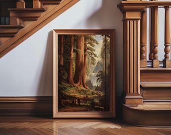 The Redwoods of California, Ancient California Canvas Print, Fantasy Decor, California Wall Art, Tall Redwood Trees Painting