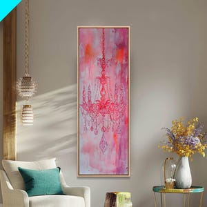 Pink Chandelier Canvas Print Romantic Cottagecore Wall Art, Feminine Bedroom Decor, Light Pink Wall Art, Rustic Decor, Gift Idea for Her