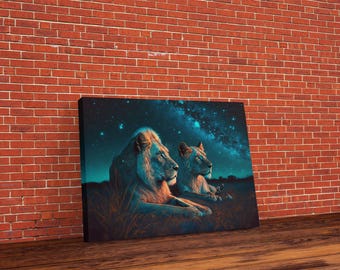 Boss Couple, Lion Art, Framed Canvas Print