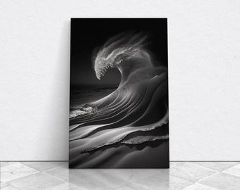 Surf Canvas California Wall Art Black and White Ocean Print Beach Framed Wall Art Surfing Print, Wall Art Beach Decor, Coastal Decor