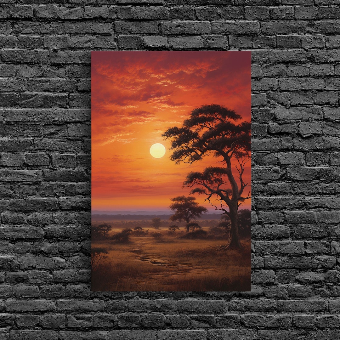 African Wall Art, Savannah Wall Art, Canvas Print, Wall Art, Vertical