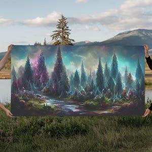 Trippy wall art canvas print, psychedelic wall art, Panoramic nature landscape wall art, fantasy art