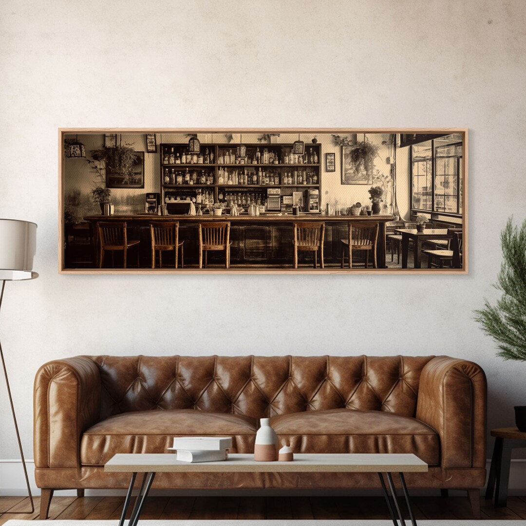 Bar Art, Old Timey Western Bar, Sepia Photography Art, Kitchen Art