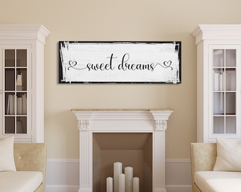 Master Bedroom Sign, Sweet Dreams Canvas Sign, Bedroom Wall Decor, Sign For Bedroom, distressed Canvas Sign, Sign Above Bed, Bedroom Art