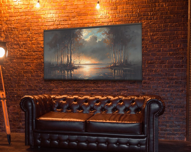 Moody Landscape Painting Canvas Print Framed Wall Art Wall Etsy