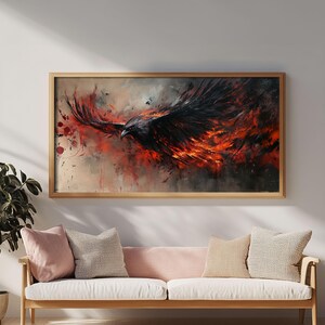 Vibrant Phoenix Wall Art Print, Framed Canvas, Phoenix Poster, Mythical Print, Phoenix Art Print, Fantasy Wall Art, Wall Art Print