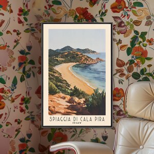 Spiaggia di Cala Pira, Italy Watercolor Print, Vacation Gift, Italy Wall Art, Beach Painting, Beach Decor, Beach Or Lakehouse Art