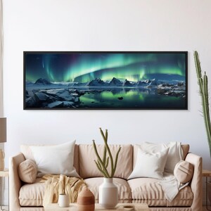 Northern Lights, Aurora Borealis, Framed Canvas Print, Beautiful Alaskan Winter Landscape Painting, Moody Art, Unique Wall Art