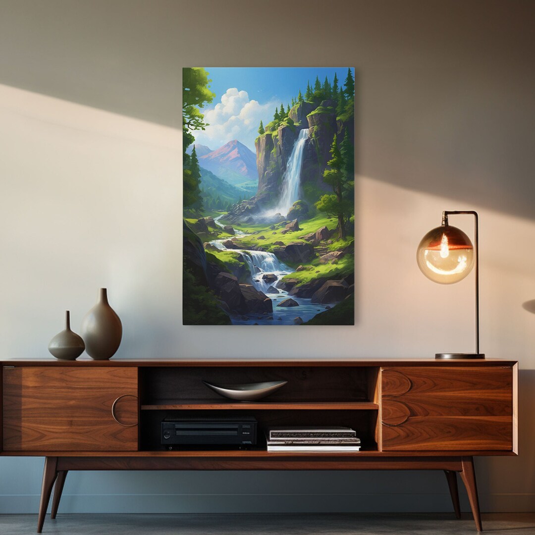 Waterfalls Wall Art, Landscape Art Print, River Wall Art, Canvas Print