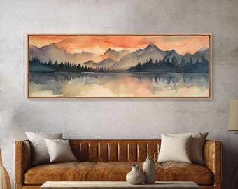 Acuarela vintage de un incendio forestal, arte mural, lienzo enmarcado, pintura de paisaje, pintura al óleo, pintura de incendio forestal
