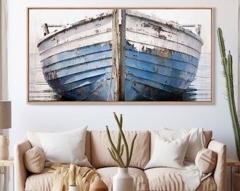 Old Wooden Ship Nautical Decor, Lakehouse Decor, Coastal Decor, Photography Wall Art Framed Canvas Print, Wooden Boat, Nursery Decor
